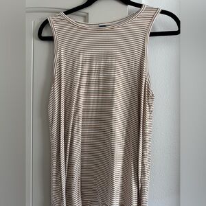 Old Navy Cream and Brown Striped Muscle Tee